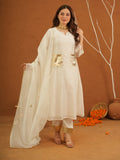 Apsaara White Chanderi Gota Suit Set