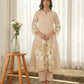 Ivory Beige Hand Paint Soft Organza Suit Set