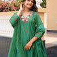 Green Floral Hand Embroidered Chanderi Kurta Set