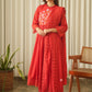 Crimson Red Aari Embroidered Chanderi Suit Set