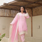 Ella Baby Pink Silk Straight Suit Set