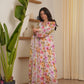 Snow White Chiffon Floral Straight Suit Set