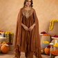 Brown Chanderi Aari & Handwork Gathered Kurta Set