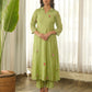 Pistachio Green Embroidered Chanderi Kurta Set with Pants