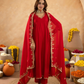 Red Hand Embroidered Chanderi Gathered Kurta Set with  Sequin Dupatta