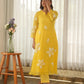 Lemon Yellow Hand Paint Soft Organza Suit Set