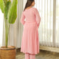 Blush Pink Floral Embroidered Muslin Kurta Set with Pants