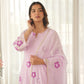 Mauve Blossom Hand Paint Soft Organza Suit Set