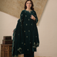 Aamira Deep Green Velvet Kurta With Pants & Dupatta