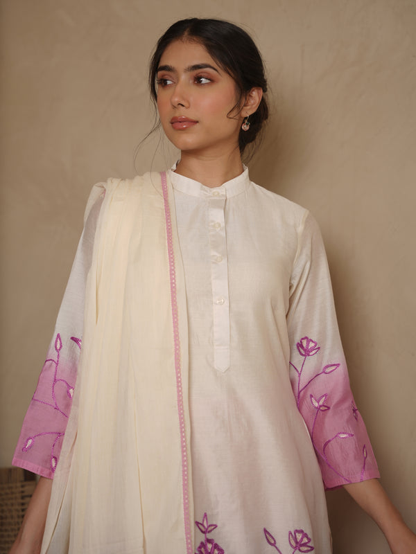 KATY LILAC SHADED CHANDERI EMBROIDERY SUIT SET