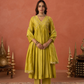 Mustard Yellow Chanderi Zari Embroidered Gathered  Kurta Set