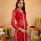 Pink Chiffon Bandhej Mirrorwork Straight Kurta