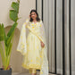 Periwinkle Yellow Chiffon Handpaint Suit Set