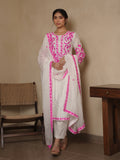 BLOSSOM WHITE CHANDERI EMBROIDERY SUIT SET