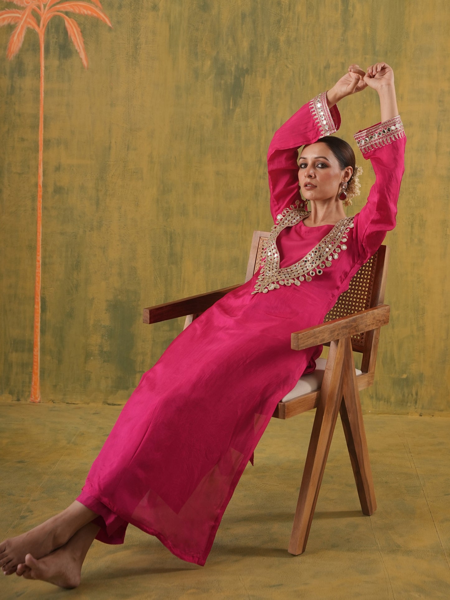 Rani Aabroo Mirrorwork Silk Kurta Set