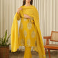 Mustard Bloom Screen Print Cotton Suit Set