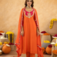 Orange Chanderi A-Line Kurta Set with Handwork Detailing &  Organza Dupatta