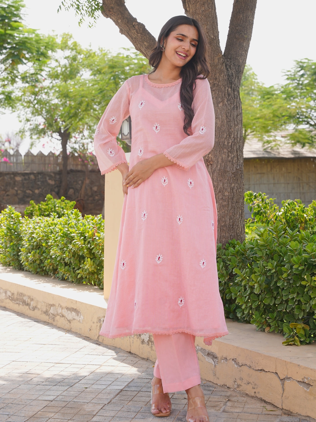 Blush Pink Emboidered Doria Set
