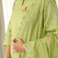 Pistachio Green Embroidered Chanderi Kurta Set with Pants & Dupatta