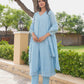 Bluebell Floral Aari Work Chanderi Kurta Set