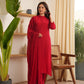 Marley Red Silk Straight Suit Set