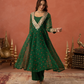 Green Chiffon Bandhej Mirrorwork Kurta Set