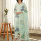 Mint Blossom Handpainted Organza Suit Set