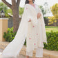 Off White Petal Handwork Chanderi A-Line Kurta Set