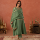 Green Doria Hand Embroidered A- Line Kurta  Set