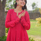 Ruby Bloom Floral Aari Work Chanderi Kurta Set