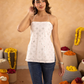 White Mirrorwork Chikan Short Kurti