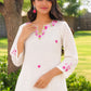 Off White Petal Handwork Chanderi A-Line Kurta Set