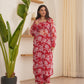 Cora Red Chiffon Kurta Set With Smocked Blouse