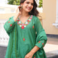 Green Floral Hand Embroidered Chanderi Kurta Set