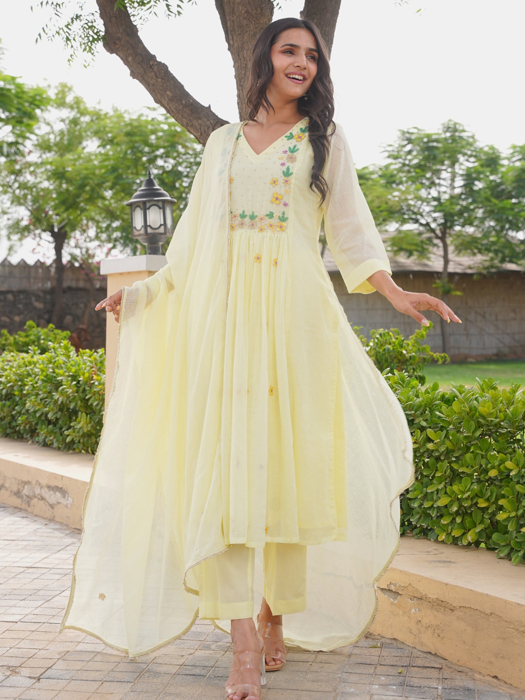 Yellow Marigold Handwork Doria Kurta Set