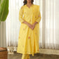 Lemon Yellow Embroidered Chanderi Kurta Set with Pants & Dupatta