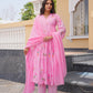 Pink Daisy Chanderi Angrakha Kurta Set