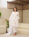 Shy White Embroidered Crushed Cotton Suit Set