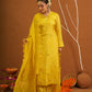 Hayaat Yellow Silk Mirrorwork Suit Set
