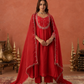 Red Chanderi Mirrorwork A- Line Kurta Set