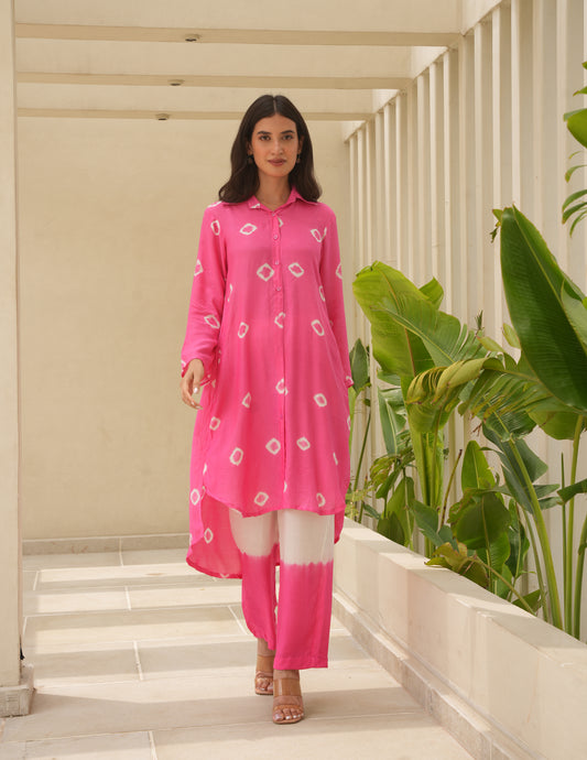 Ivy Pink Bandhani Maslin Co Ord Set