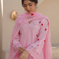 TULIP PINK CHANDERI EMBROIDERED SUIT SET