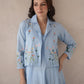 Liliah baby blue embroidery cotton cotton jacket dress