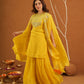 Parizet Yellow Zariwork Sharara Jacket Set