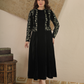 Aira Noir Velvet Embroidered Jacket Dress