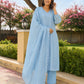 Bluebell Floral Aari Work Chanderi Kurta Set
