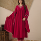 Inaya Rani Pink Velvet Kurta With Pant & Dupatta