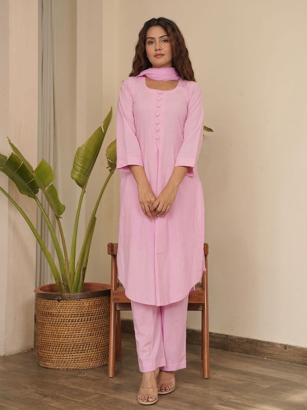 Baby Pink Cotton Suit Set