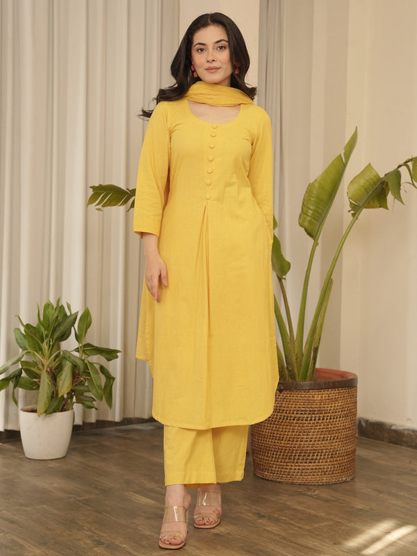 Yellow Cotton Suit Set