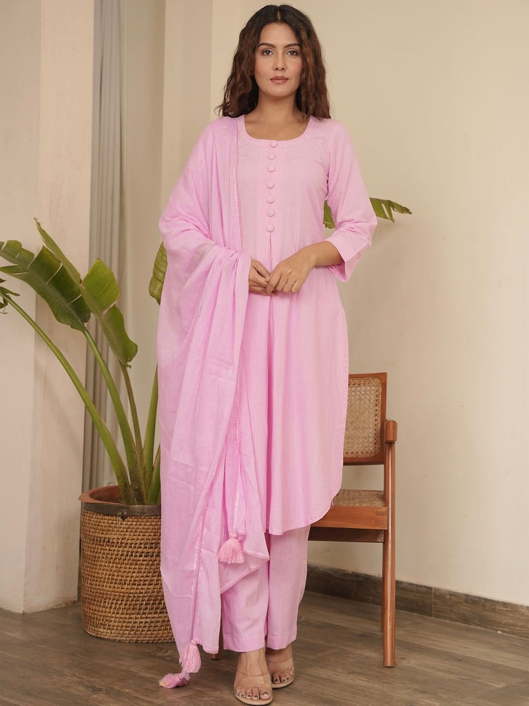Baby Pink Cotton Suit Set